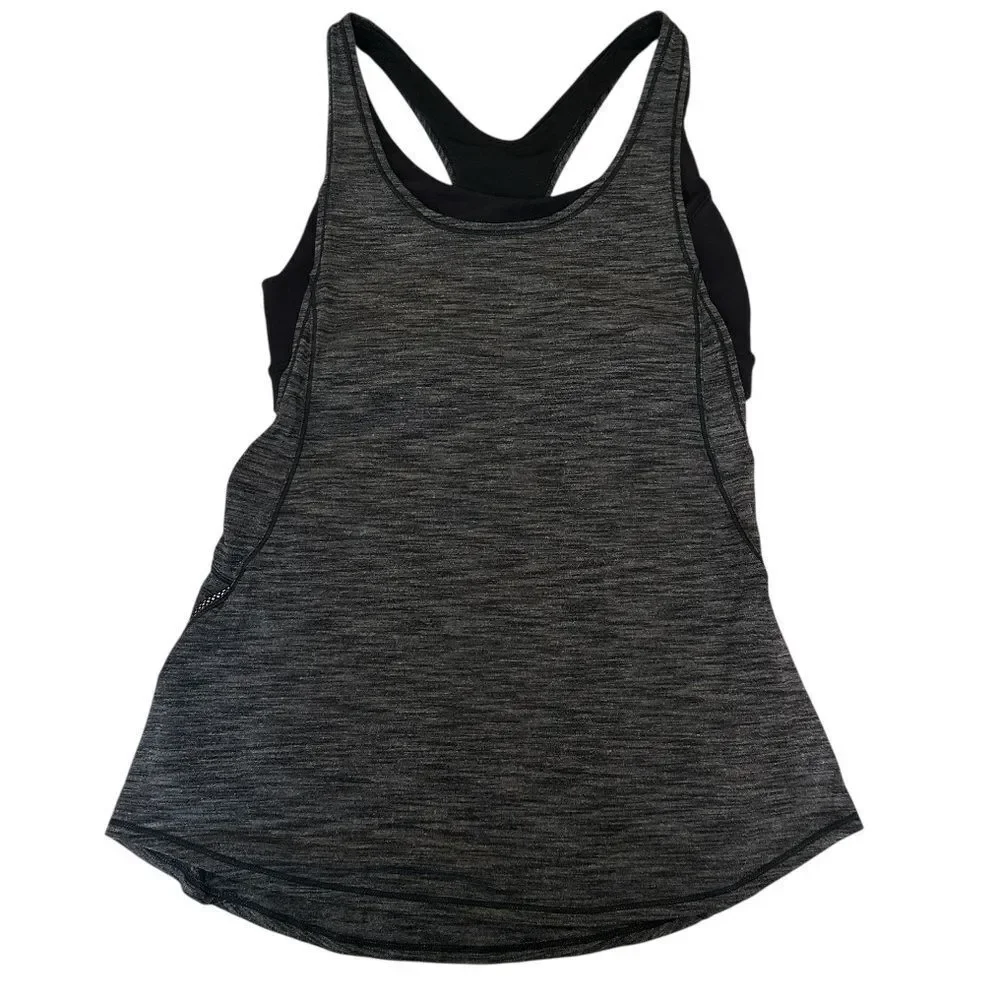 2/$30 LULULEMON Free to be Wild Tank 2 in 1 Bra Open Back Heathered Gray